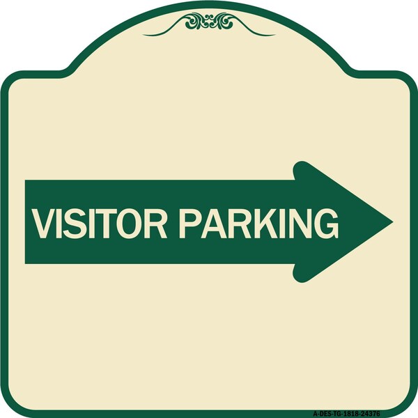 Visitor Parking With Right Arrow Heavy-Gauge Aluminum Architectural Sign, 18" x 18", TG-1818-24376